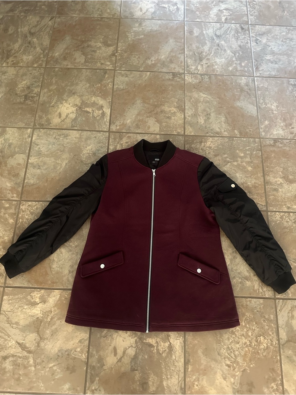 a.n.a Burgundy and Black Women's Bomber Jacket